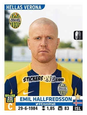 Sticker Emil Hallfredsson - Calciatori 2015-2016 n. 255 - Panini