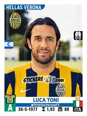 Figurina Luca Toni - Calciatori 2015-2016 - Panini