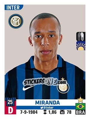 Figurina Miranda - Calciatori 2015-2016 - Panini