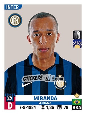 Cromo Miranda - Calciatori 2015-2016 - Panini