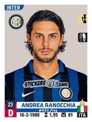 Sticker Andrea Ranocchia - Calciatori 2015-2016 n. 275 - Panini