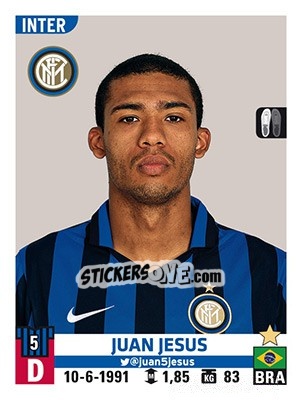 Sticker Juan Jesus - Calciatori 2015-2016 n. 276 - Panini