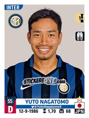 Cromo Yuto Nagatomo - Calciatori 2015-2016 - Panini