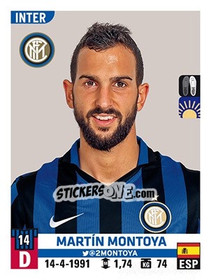 Cromo Martín Montoya - Calciatori 2015-2016 n. 281 - Panini