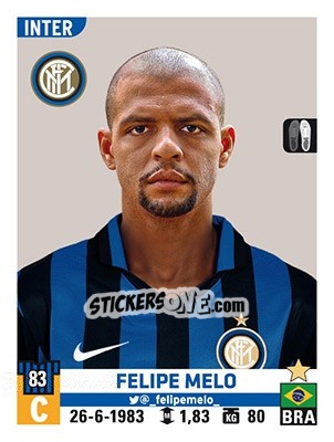 Sticker Felipe Melo - Calciatori 2015-2016 n. 283 - Panini