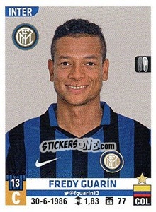 Sticker Fredy Guarín - Calciatori 2015-2016 n. 285 - Panini