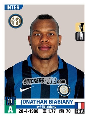Sticker Jonathan Biabiany - Calciatori 2015-2016 n. 288 - Panini