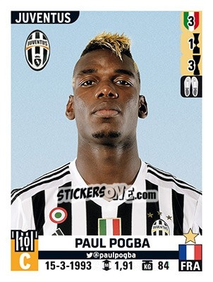Sticker Paul Pogba - Calciatori 2015-2016 n. 315 - Panini