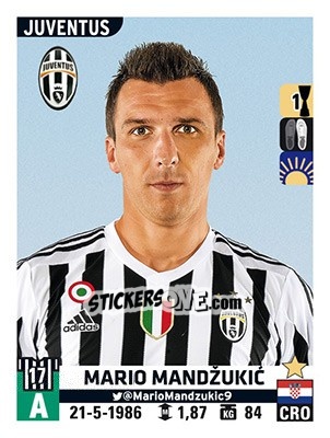 Sticker Mario Mandžukic - Calciatori 2015-2016 - Panini
