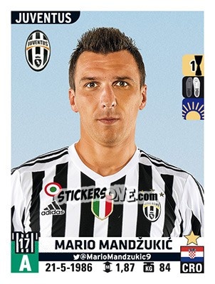 Sticker Mario Mandžukic - Calciatori 2015-2016 n. 321 - Panini