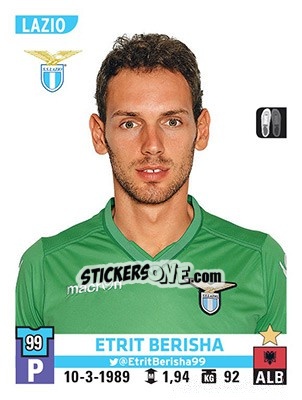Sticker Etrit Berisha - Calciatori 2015-2016 n. 330 - Panini