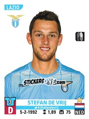 Cromo Stefan de Vrij - Calciatori 2015-2016 - Panini