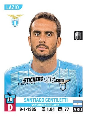 Cromo Santiago Gentiletti - Calciatori 2015-2016 - Panini