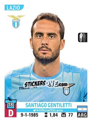 Sticker Santiago Gentiletti - Calciatori 2015-2016 n. 332 - Panini