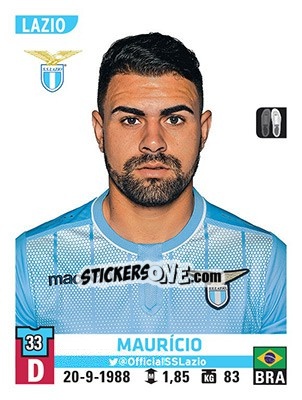 Figurina Maurício - Calciatori 2015-2016 n. 333 - Panini