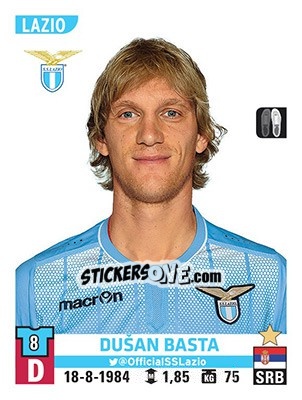 Figurina Dušan Basta - Calciatori 2015-2016 - Panini