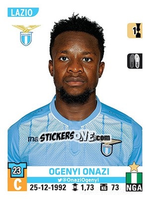 Figurina Ogenyi Onazi - Calciatori 2015-2016 - Panini