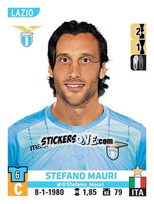 Sticker Stefano Mauri - Calciatori 2015-2016 n. 343 - Panini