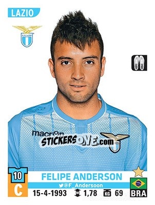 Cromo Felipe Anderson - Calciatori 2015-2016 - Panini