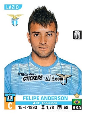Sticker Felipe Anderson - Calciatori 2015-2016 n. 345 - Panini