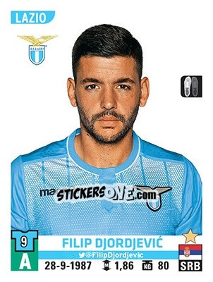 Sticker Filip Djordjevic - Calciatori 2015-2016 - Panini