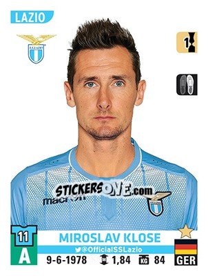 Figurina Miroslav Klose - Calciatori 2015-2016 - Panini