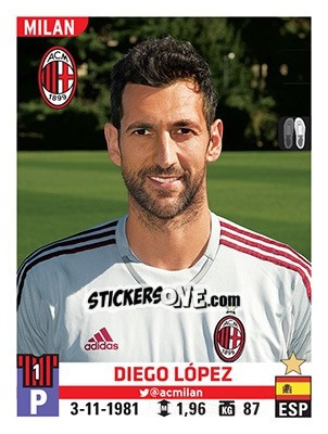 Sticker Diego López - Calciatori 2015-2016 n. 358 - Panini