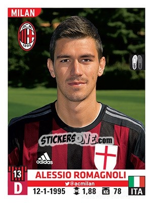 Sticker Alessio Romagnoli - Calciatori 2015-2016 n. 360 - Panini