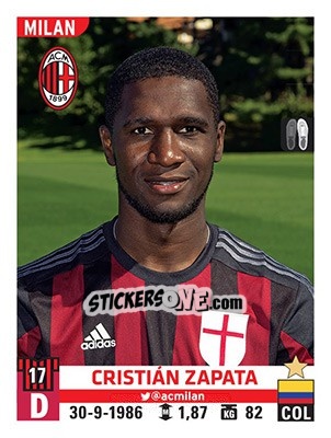 Sticker Cristián Zapata - Calciatori 2015-2016 - Panini