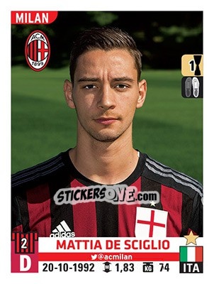 Sticker Mattia De Sciglio - Calciatori 2015-2016 - Panini