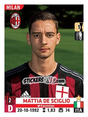 Sticker Mattia De Sciglio - Calciatori 2015-2016 n. 365 - Panini