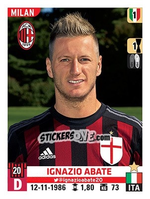 Figurina Ignazio Abate - Calciatori 2015-2016 - Panini