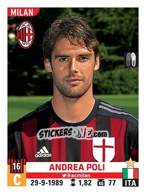 Figurina Andrea Poli - Calciatori 2015-2016 - Panini