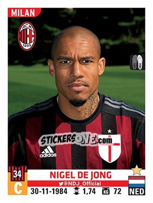 Sticker Nigel de Jong - Calciatori 2015-2016 n. 370 - Panini