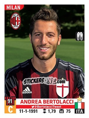 Sticker Andrea Bertolacci - Calciatori 2015-2016 n. 372 - Panini
