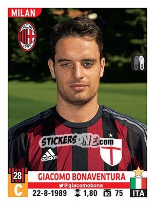 Cromo Giacomo Bonaventura - Calciatori 2015-2016 - Panini