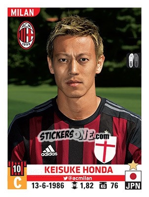Sticker Keisuke Honda - Calciatori 2015-2016 n. 374 - Panini
