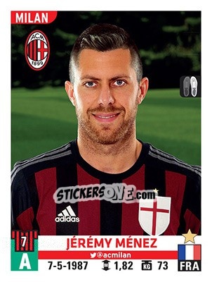 Sticker Jérémy Ménez - Calciatori 2015-2016 - Panini