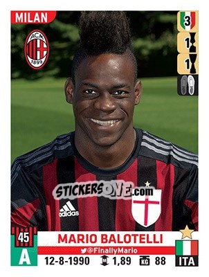 Sticker Mario Balotelli - Calciatori 2015-2016 n. 377 - Panini