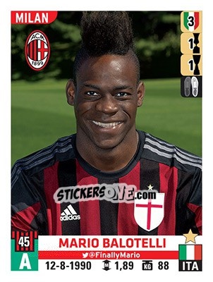 Figurina Mario Balotelli - Calciatori 2015-2016 - Panini