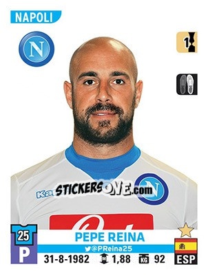 Sticker Pepe Reina - Calciatori 2015-2016 n. 387 - Panini