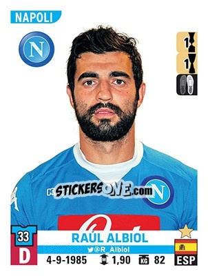 Sticker Raúl Albiol - Calciatori 2015-2016 - Panini