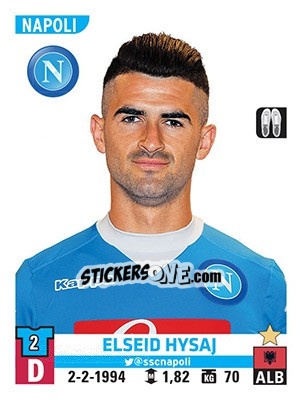 Figurina Elseid Hysaj - Calciatori 2015-2016 - Panini