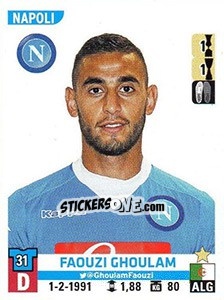 Figurina Faouzi Ghoulam - Calciatori 2015-2016 - Panini