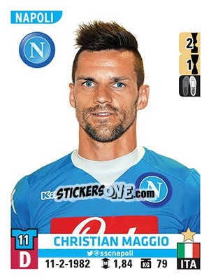 Cromo Christian Maggio - Calciatori 2015-2016 - Panini