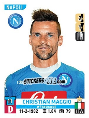 Sticker Christian Maggio - Calciatori 2015-2016 n. 394 - Panini