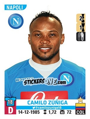 Sticker Camilo Zúñiga - Calciatori 2015-2016 - Panini