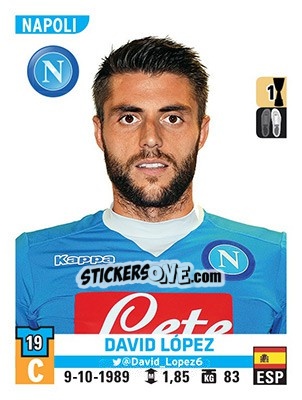Sticker David López - Calciatori 2015-2016 n. 398 - Panini
