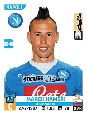Cromo Marek Hamšík - Calciatori 2015-2016 n. 402 - Panini