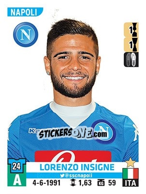 Sticker Lorenzo Insigne - Calciatori 2015-2016 n. 404 - Panini